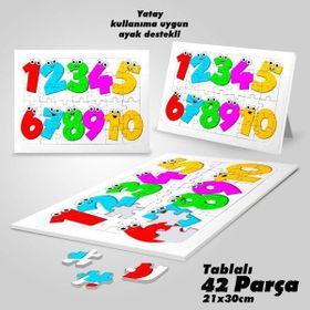 Asil Hobi Rakamlar-Renkli Sayılar Yapboz-Ayak Destekli Çerçeveli 42 Parça Puzzle