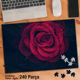 Asil Hobi Red Rose-Su Damları-Bitki-Peyzaj Yapboz-Ayak Destekli Çerçeveli 240 Parça Puzzle