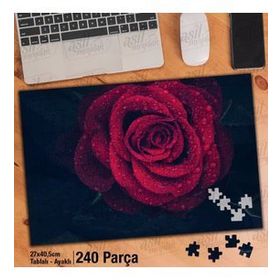Asil Hobi Red Rose-Su Damları-Bitki-Peyzaj Yapboz-Ayak Destekli Çerçeveli 240 Parça Puzzle
