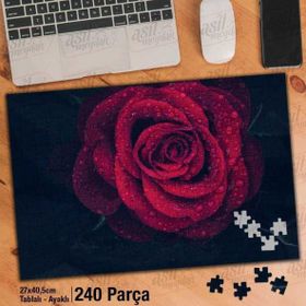 Asil Hobi Red Rose-Su Damları-Bitki-Peyzaj Yapboz-Ayak Destekli Çerçeveli 240 Parça Puzzle