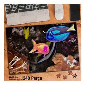 Asil Hobi Rengarenk Balıklar-Okyanus-Sualtı Yapboz-Ayak Destekli Çerçeveli 240 Parça Puzzle