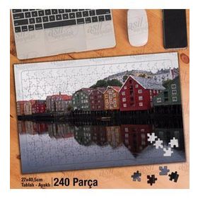 Asil Hobi Rengarenk Evler-Deniz-Yansıma-Manzara Yapboz-Ayak Destekli Çerçeveli 240 Parça Puzzle