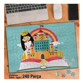 Asil Hobi Rengarenk Gökkuşağı-Şato-Prenses Yapboz-Ayak Destekli Çerçeveli 240 Parça Puzzle