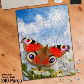Asil Hobi Rengarenk Kelebek-Yaz-Çiçekler Yapboz-Ayak Destekli Çerçeveli 240 Parça Puzzle