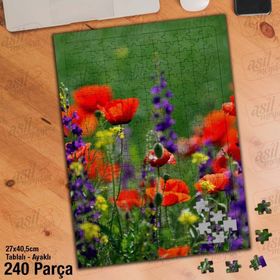 Asil Hobi Rengarenk Kır Çiçekleri-Manzara-Doğa Yapboz-Ayak Destekli Çerçeveli 240 Parça Puzzle