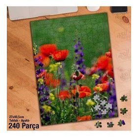 Asil Hobi Rengarenk Kır Çiçekleri-Manzara-Doğa Yapboz-Ayak Destekli Çerçeveli 240 Parça Puzzle