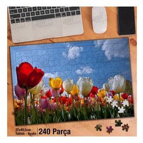 Asil Hobi Rengarenk Lale Bahçesi-Doğa-Gökyüzü Yapboz-Ayak Destekli Çerçeveli 240 Parça Puzzle