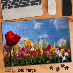 Asil Hobi Rengarenk Lale Bahçesi-Doğa-Gökyüzü Yapboz-Ayak Destekli Çerçeveli 240 Parça Puzzle