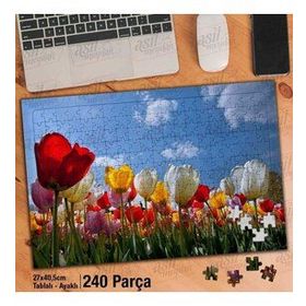 Asil Hobi Rengarenk Lale Bahçesi-Doğa-Gökyüzü Yapboz-Ayak Destekli Çerçeveli 240 Parça Puzzle