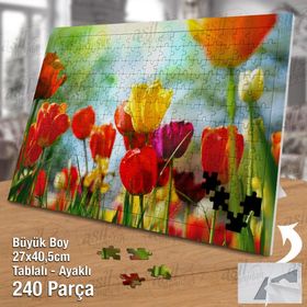 Asil Hobi Rengarenk Laleler-Çiçek-Bitki Yapboz-Ayak Destekli Çerçeveli 240 Parça Puzzle