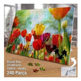Asil Hobi Rengarenk Laleler-Çiçek-Bitki Yapboz-Ayak Destekli Çerçeveli 240 Parça Puzzle