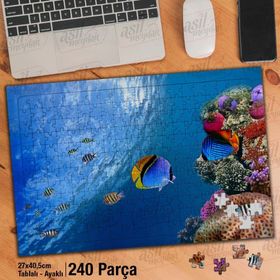 Asil Hobi Rengarenk Okyanus Baklıkları-Deniz Yapboz-Ayak Destekli Çerçeveli 240 Parça Puzzle