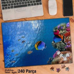 Asil Hobi Rengarenk Okyanus Baklıkları-Deniz Yapboz-Ayak Destekli Çerçeveli 240 Parça Puzzle