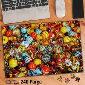 Asil Hobi Rengarenk Renkli Misketler-Nostaji-Çocuk Yapboz-Ayak Destekli Çerçeveli 240 Parça Puzzle