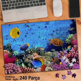 Asil Hobi Rengarenk Sualtı Canlıları-Balıklar-Deniz Yapboz-Ayak Destekli Çerçeveli 240 Parça Puzzle