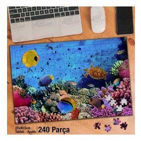 Asil Hobi Rengarenk Sualtı Canlıları-Balıklar-Deniz Yapboz-Ayak Destekli Çerçeveli 240 Parça Puzzle