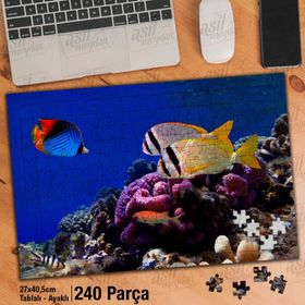 Asil Hobi Renkli Balıklar-Okyanus-Sualtı Canlıları Yapboz-Ayak Destekli Çerçeveli 240 Parça Puzzle