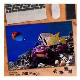 Asil Hobi Renkli Balıklar-Okyanus-Sualtı Canlıları Yapboz-Ayak Destekli Çerçeveli 240 Parça Puzzle