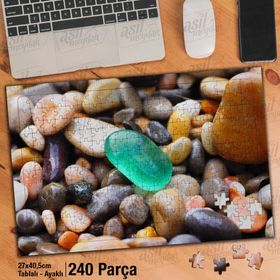 Asil Hobi Renkli Doğal Taşlar-Obje Yapboz-Ayak Destekli Çerçeveli 240 Parça Puzzle