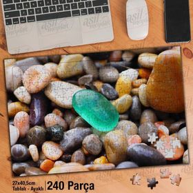 Asil Hobi Renkli Doğal Taşlar-Obje Yapboz-Ayak Destekli Çerçeveli 240 Parça Puzzle