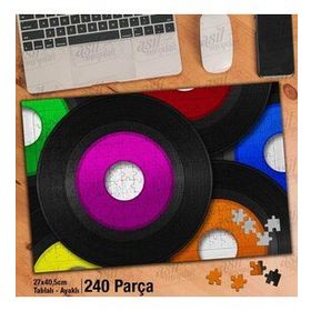 Asil Hobi Renkli Plaklar-Müzik-Melodi-Ses Yapboz-Ayak Destekli Çerçeveli 240 Parça Puzzle