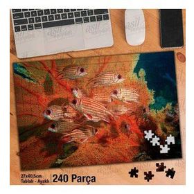 Asil Hobi Renkli Turuncu Balıklar-Okyanus Yapboz-Ayak Destekli Çerçeveli 240 Parça Puzzle