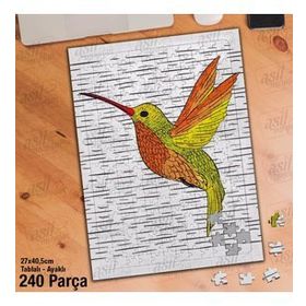 Asil Hobi Renkli Tüylü Kuş-Sevimli Hayvan Yapboz-Ayak Destekli Çerçeveli 240 Parça Puzzle