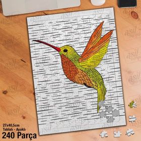 Asil Hobi Renkli Tüylü Kuş-Sevimli Hayvan Yapboz-Ayak Destekli Çerçeveli 240 Parça Puzzle