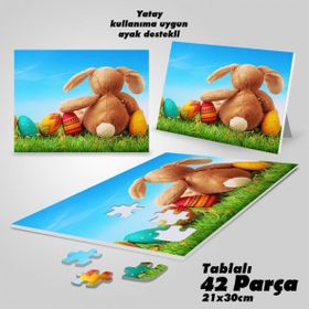 Asil Hobi Renkli Yumurtalar-Oyuncak Tavşan Yapboz-Ayak Destekli Çerçeveli 42 Parça Puzzle