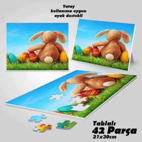 Asil Hobi Renkli Yumurtalar-Oyuncak Tavşan Yapboz-Ayak Destekli Çerçeveli 42 Parça Puzzle