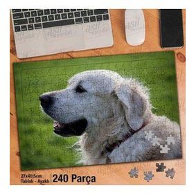 Asil Hobi Retriever-Sevimli-Mutlu-Köpek-Hayvan Yapboz-Ayak Destekli Çerçeveli 240 Parça Puzzle