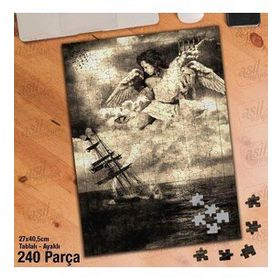 Asil Hobi Retro-Bulutlar-Gemi-Kanatlı Melek Yapboz-Ayak Destekli Çerçeveli 240 Parça Puzzle
