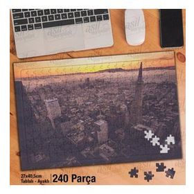 Asil Hobi Retro Görüntülü Şehir-Yüksek Binalar Yapboz-Ayak Destekli Çerçeveli 240 Parça Puzzle