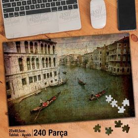 Asil Hobi Retro-Venedik-Gondol-Tur-Gezi Yapboz-Ayak Destekli Çerçeveli 240 Parça Puzzle