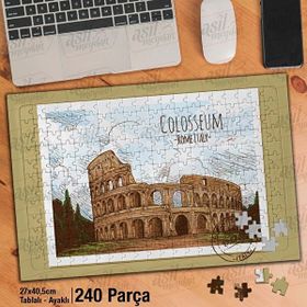 Asil Hobi Roma-İtalya-Kolezyum-Anıt-Çizim Yapboz-Ayak Destekli Çerçeveli 240 Parça Puzzle