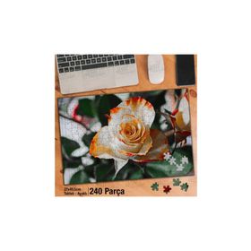Asil Hobi Rose-Beyaz Ve Turuncu Renkte Gül-Çiçek Yapboz-Ayak Destekli Çerçeveli 240 Parça Puzzle