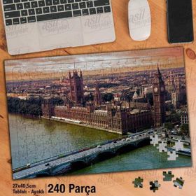 Asil Hobi Saat Kulesi-Londra-Köprü-Manzara Yapboz-Ayak Destekli Çerçeveli 240 Parça Puzzle