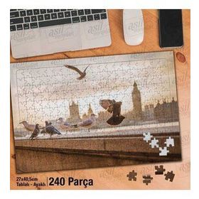 Asil Hobi Saat Kulesi-Martı-Kuş-Doğa-Hayvan Yapboz-Ayak Destekli Çerçeveli 240 Parça Puzzle