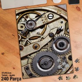 Asil Hobi Saat Mekanizması-Çarklar-Mühendis Yapboz-Ayak Destekli Çerçeveli 240 Parça Puzzle