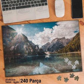 Asil Hobi Sabah-Braies Gölü-İtalya-Doğa-Manzara Yapboz-Ayak Destekli Çerçeveli 240 Parça Puzzle