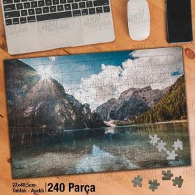Asil Hobi Sabah-Braies Gölü-İtalya-Doğa-Manzara Yapboz-Ayak Destekli Çerçeveli 240 Parça Puzzle