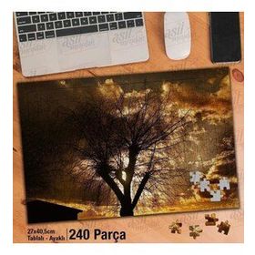Asil Hobi Saçaklı Ağaç-Gün Batımı-Gökyüzü Yapboz-Ayak Destekli Çerçeveli 240 Parça Puzzle