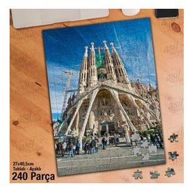 Asil Hobi Sagrada Familia-Barcelona-Mimari Yapboz-Ayak Destekli Çerçeveli 240 Parça Puzzle