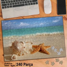 Asil Hobi Sahil-Deni-Deniz Yıldızı-Kabuk-Doğa Yapboz-Ayak Destekli Çerçeveli 240 Parça Puzzle