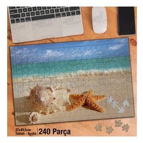 Asil Hobi Sahil-Deni-Deniz Yıldızı-Kabuk-Doğa Yapboz-Ayak Destekli Çerçeveli 240 Parça Puzzle
