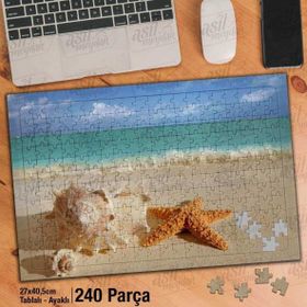 Asil Hobi Sahil-Deni-Deniz Yıldızı-Kabuk-Doğa Yapboz-Ayak Destekli Çerçeveli 240 Parça Puzzle