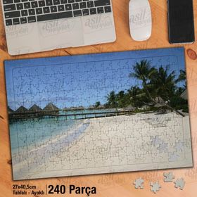 Asil Hobi Sahil-Deniz-İskele-Ağaçlar-Doğa Yapboz-Ayak Destekli Çerçeveli 240 Parça Puzzle
