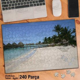 Asil Hobi Sahil-Deniz-İskele-Ağaçlar-Doğa Yapboz-Ayak Destekli Çerçeveli 240 Parça Puzzle