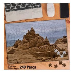 Asil Hobi Sahil-Deniz-Kumdan Şato-Kum Ev Yapboz-Ayak Destekli Çerçeveli 240 Parça Puzzle