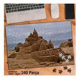 Asil Hobi Sahil-Deniz-Kumdan Şato-Kum Ev Yapboz-Ayak Destekli Çerçeveli 240 Parça Puzzle